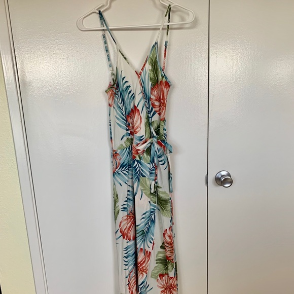 Tropical leaf print long dress - Picture 4 of 14